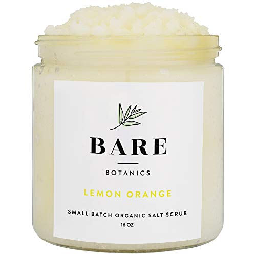 Bare Botanics Sea Salt Body Scrub (Lemon Orange) Mega 16oz  Gently Exfoliating & All Natural | Non-Greasy, Ultra Moisturizing, No Synthetic Fragrances, Handmade in USA, Organic