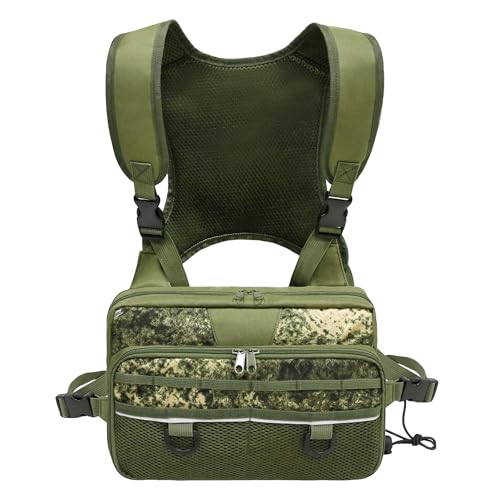 Fishing Chest Pack, Fly Fishing Bag for Men and Women, Tackle and Fly Boxes Storage Pack, Hunting Binocular Pack (Green)