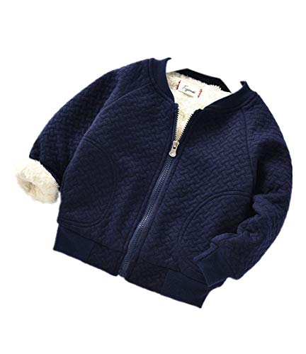 Nine Minow Baby Boy Warm Coat Little Girl Fleece Jacket for Winter Children Thicken Outerwear (Dark Blue, 9-12 Months)