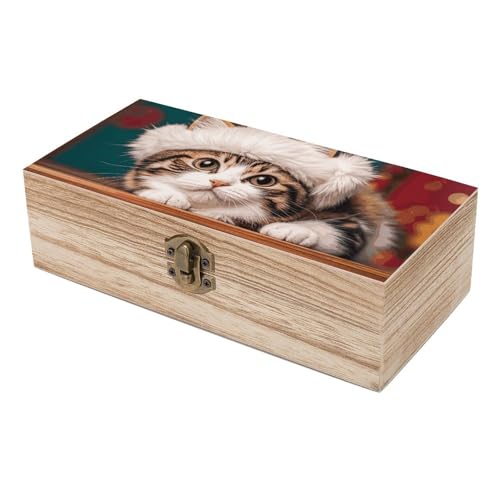 Boîte de rangement en bois chaton cadeau idéal pour souvenirs de naissance