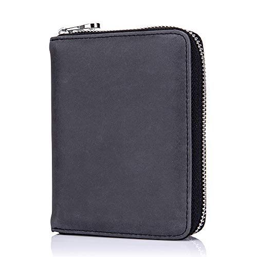 YOUNGSUN Womens Mens Walllet RFID Blocking Multi Card Case Leather Wallet Fashion Credit Card Holder Coin Purse Zipper Pocket (Black,One Size)2