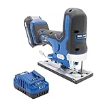 Kreg 20V Ionic Drive Barrel Grip Jigsaw, 20V Blue Ion Charger & Blue Ion 2Ah Battery Pack - Cordless & Compact - Precision Cutting - 20V Variable Speed - LED Lights & Built-In Blower - KPTBJS100A