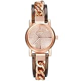 Lancardo Reloj de Cuarzo para Mujer Reloj de Correa de Aleación Dial Brillantes con Escala de Tiras sin Números Esfera Redondo 3 ATM Impermeable Movimiento Importado Elegante Color Oro Rosado