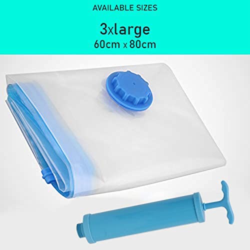 Image of Reusable Space Saver Bag, Vacuum Storage Bag, Zip lock - Quilts with Compact Hand Pump (multi color,pack of 4)