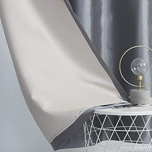 Image of GYROHOME Extra Long Curtains 120 Inch Long for Loft,Faux Silk Room-Darkening Blackout Curtains (Beige Liner) Fully Lined Solid Window Treatment Drapes (2Panel,52x120inch,Sliver Gray)
