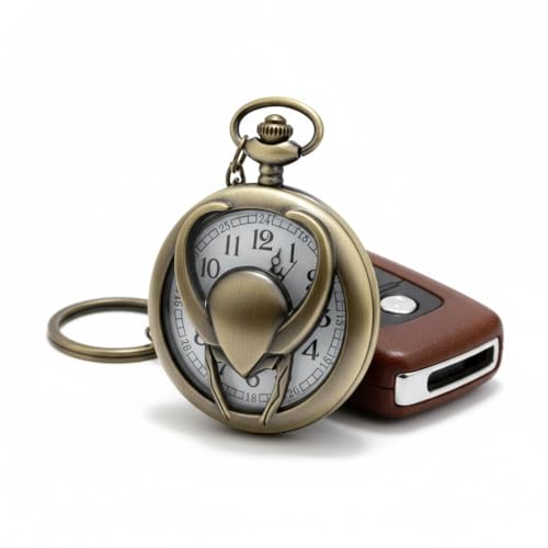 Image of Vintage Quartz Pocket Keychain for Men & Women - Classic Retro Antique Style Anime Marvel Super Hero Timepiece, Decorative Accessory for Bags and Backpacks.
