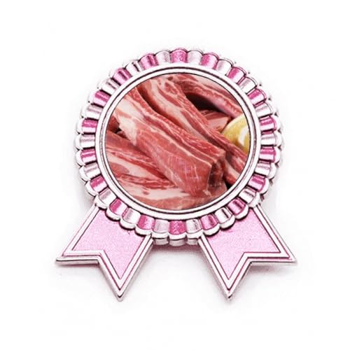 Broche côtes de viande crue rose en métal M le cadeau insolite idéal