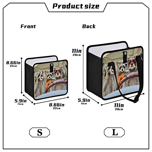 Image of Funny Raccoon Driving Car Trash Can Animal Foldable Hanging Car Trash Bag Bin Auto Garbage Can Leak-Proof Car Organizer(Large)