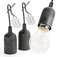 greate 3x Baufassung E27 schwarz mit Schnellverbinder - Lampenfassung E27 inkl. Zugentlastung - Baustellenlampe Fassung für max. 60W 250V - Baulampe Lampenfassung mit Kabel, Glühbirnen Fassung
