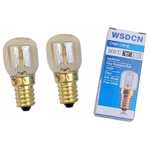 2 Pack, Fulfilled by Amazon, WSDCN E14 T22 15W 120V 120 Volt (110V~130V) Oven Light Bulb Oven Lamp Heat Resistant Bulb 300'C Cover