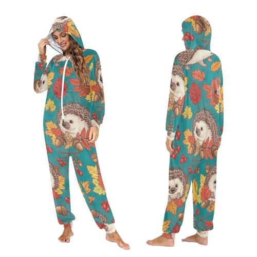 Pijama de una pieza de erizos verde azulado disfraz suave unisex 5
