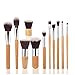 SLATIOM 11 pezzi Pennelli per il trucco per manico in bambù Natural Set set di strumenti di trucco cosmetico per la fondazione di alta qualità