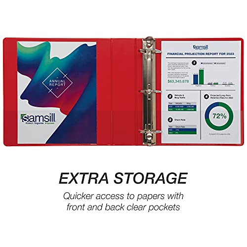 Image of Samsill Durable 2 inch 3 Ring Binder, D Ring Binder, 100% Recycled Chipboard, Red, 12 Pack