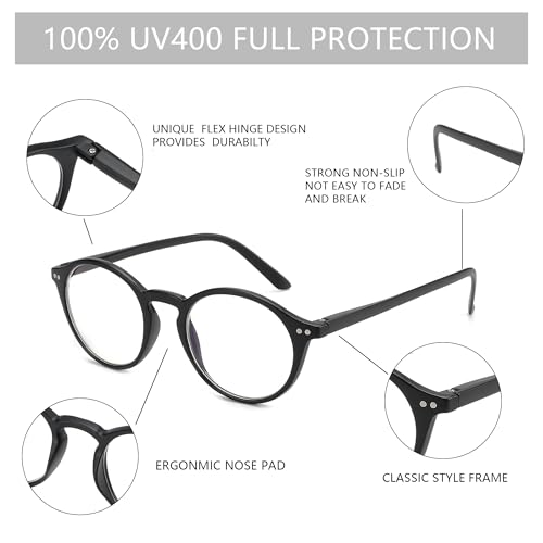 Image of BLUEMOKY Reading Glasses for Women Men, Blue Light Blocking Glasses 2 Pack, Computer Readers, Spring Hinge