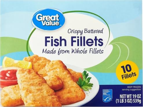 Salutem Vita - Great Value Crispy Battered Fish Fillets, 19 oz, 10 Count - Pack of 12