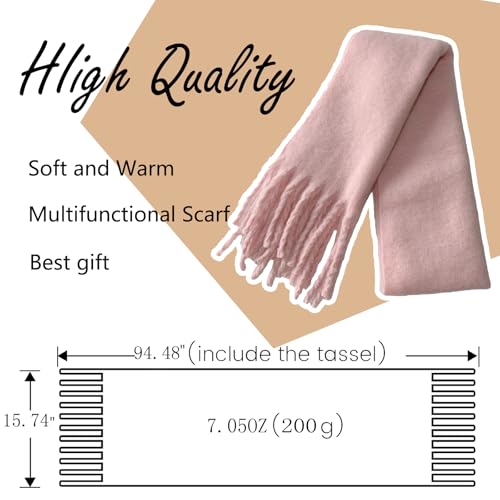 Winter Scarf for Women Big Chunky Scarf Solid Warm Soft Oversized Thick Blanket Scarves Shawl Cashmere Feel3