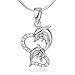Chuvora 925 Sterling Silver Cubic Zirconia CZ Twin Heart Mom and Baby Dolphin Fish Love Pendant Necklace 18"