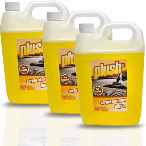Carpet Cleaner Shampoo & Odour Deodoriser (inc Pet) Plush 5L x3 (Lemon)