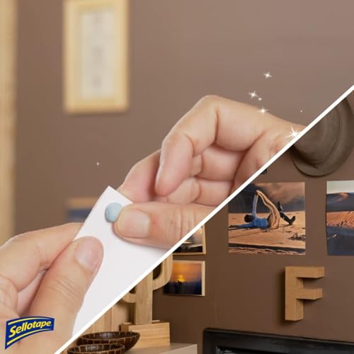 Image of Sellotape Sellotac Sticky Tack for Home & Office, Reusable Adhesive ideal for hanging Photos, Cards or Decorations, can be repositioned and reused, strong hold, easy to use, no mounting needed, 45g x2