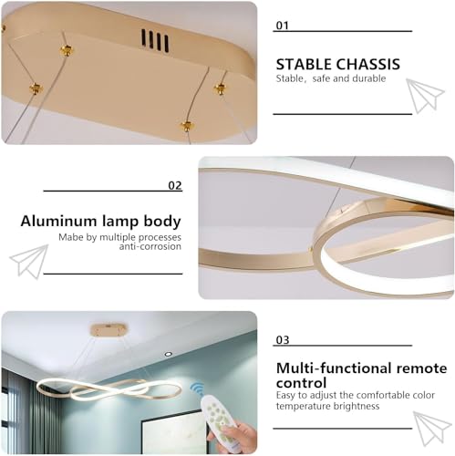 Image of Gold 29.53in Modern Dimmable LED Pendant Chandelier