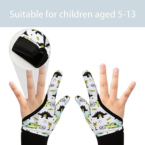 Image of 4Pcs Thumb Sucking Guard Gloves Kids Chewy Compression Gloves Kids Stop Thumb Sucking and Finger Biting for Ages 5-13 (Dinosaur 01)