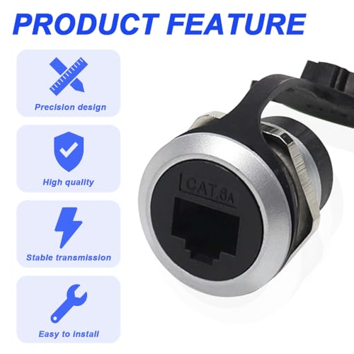 Conector panel RJ45 CAT6 blindado con tapa impermeable miniatura 6