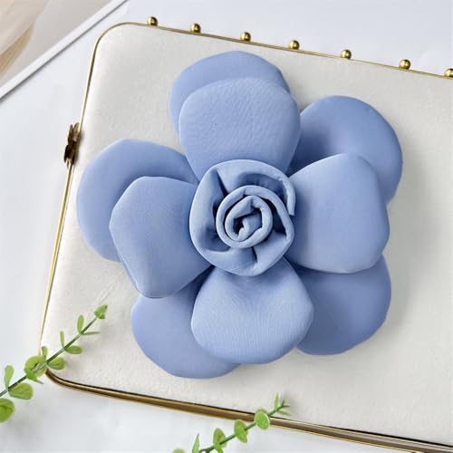 Image of Chunky Fabric Flower Brooch Pin for Women Girls Fashion Dainty Layered Rose Camellia Flowers Corsage Boutonniere Brooches Lapel Pins Elegant Wedding Holiday Party Dress Accessories Jewelry