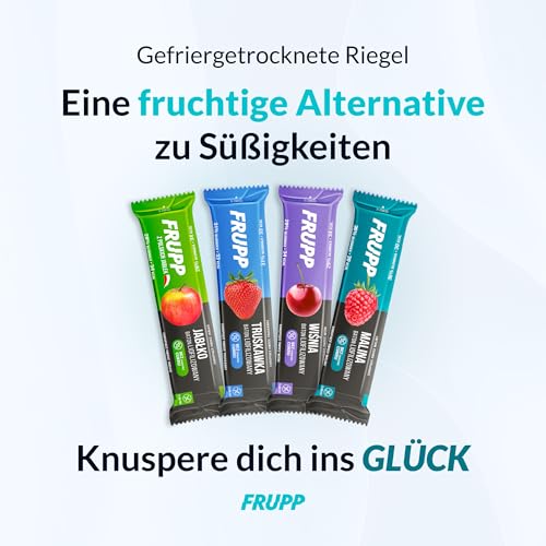 FRUPP - Gefriergetrockneter Himbeerriegel - Ohne Zusatz von Fett und Salz - Für Veganer Geeignet - Ein Snack für die Ganze Familie - 10 Stück