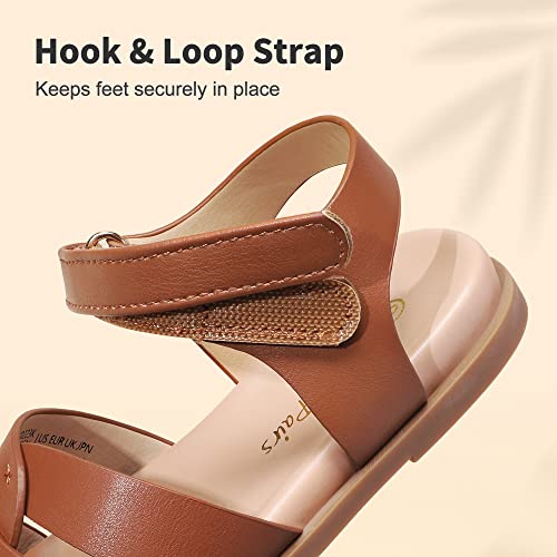 Image of DREAM PAIRS Girls Sandals Open Toe Princess Flat Sandals Strappy Summer Shoes Toddler /Little Kid
