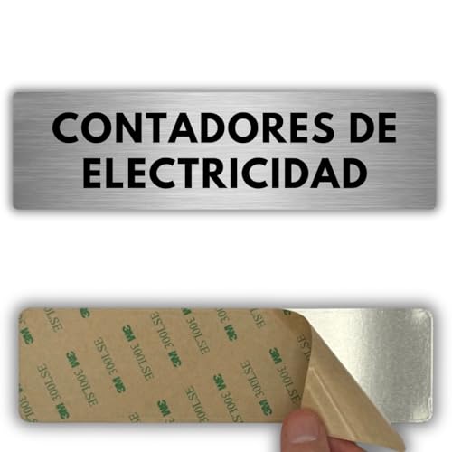LEIASA | Señal Contadores de Electricidad - 5x18 cm - Grosor 0.8 mm - Aluminio - Cartel Cuarto Contadores Eléctricos - Rótulo Contadores de Luz - Placa Adhesiva Puerta - (Contador Electricidad)