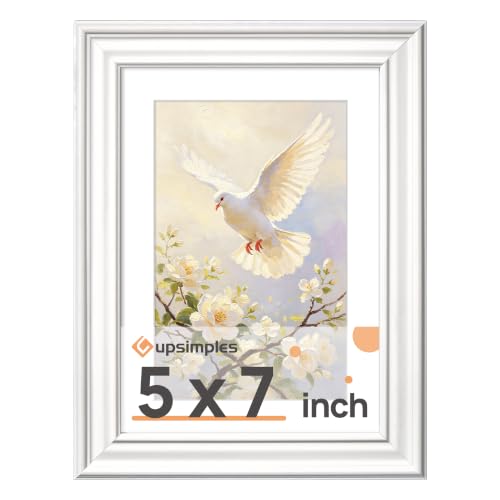 Image of upsimples 5x7 Picture Frame, Vintage Frames Decor, 1Pack White