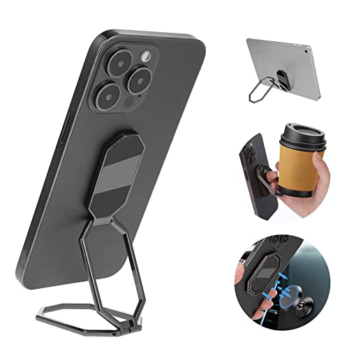 Cobee Phone Ring Holder Finger Kickstand, Octagon 360° Rotation Foldable Cell Phone Stand Adjustable Phone Holder Metal Phone Back Grip For Magnetic Car Mount Smartphones Tablet(Black) #TOP23