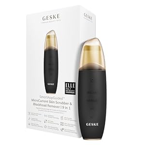 GESKE | SmartAppGuided™ MicroCurrent Skin Scrubber & Blackhead Remover | 9 in 1 | Tools huidverzorging | Gezichtsreiniging | Anti-aging en reiniging | Professionele facelift | Mee-eter verwijderaar