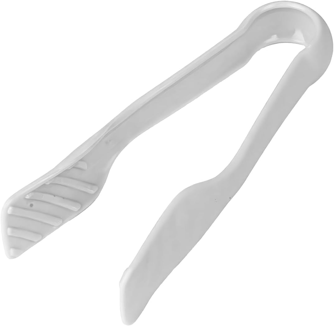 DecorRack 3 Piece Plastic Tong Set, 6-8-10 in Heavy Duty (White, Gray)
