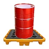 2 Drum Modular Spill Containment Platform with Drain Outlet & Forklift Pockets | Heavy-Duty 2000lbs Capacity | Stackable Leakproof Tray for Garage, Kitchen, Basement & Industrial Storage (28