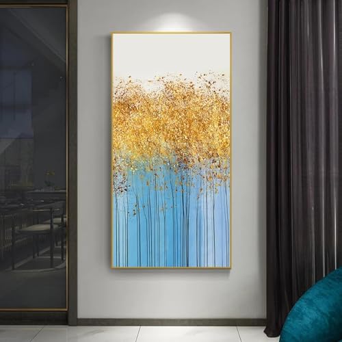 Tableau mural moderne arbre doré sans cadre pour habiller un grand mur