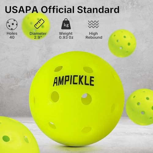 Image of Pickleball Balls，Withstands up to 1000 impacts， Crack-Resistant，40 Holes Outdoor Pickle Balls Set USAPA Official Standard，Pickle Ball for Tournament Play，3 Pack /6Pack /12Pack (6 Count)