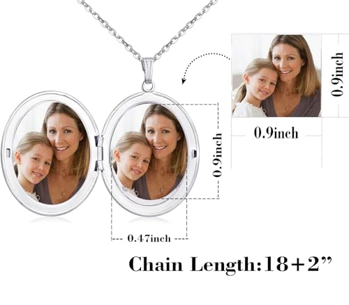 Youfeng N100-R Oval Round Flower Locket Necklace That Holds Pictures Photo Locket Pendant Gifts thumb #1