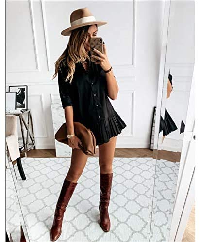 Carolilly Donna Abito Camicia Maniche Lunghe