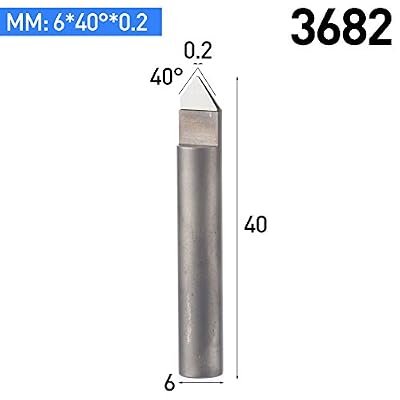 HUHAO 40 Degree 0.2mm Tip Diamond Engraving Bit Stone Tools 6mm Shank CNC End Milling Cutter Marble PCD Engraver Hard Granite Lettering Carving (3682)