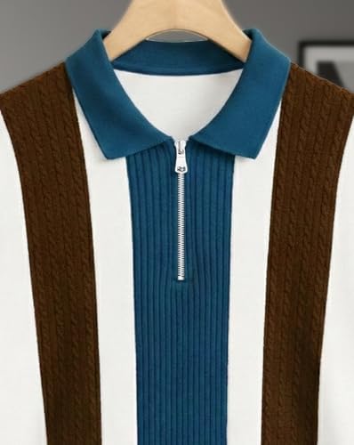 Image of AUSK Men's Premium Polo Tshirt | Cotton Rich Fabric | Zip Collar Tshirts | Half Sleeves | Engineered Knit Design | Regular Fit