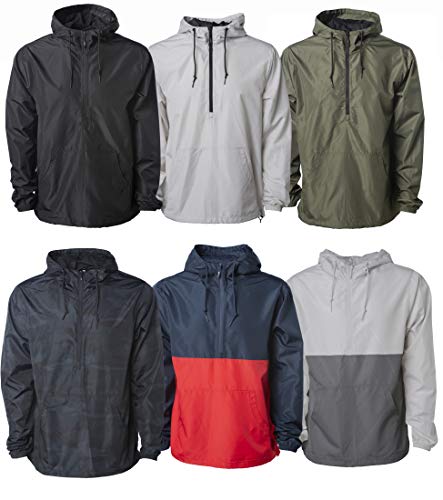 Independent Trading Co. Lightweight Windbreaker Pullover Jacket (EXP54LWP) -Black -M3