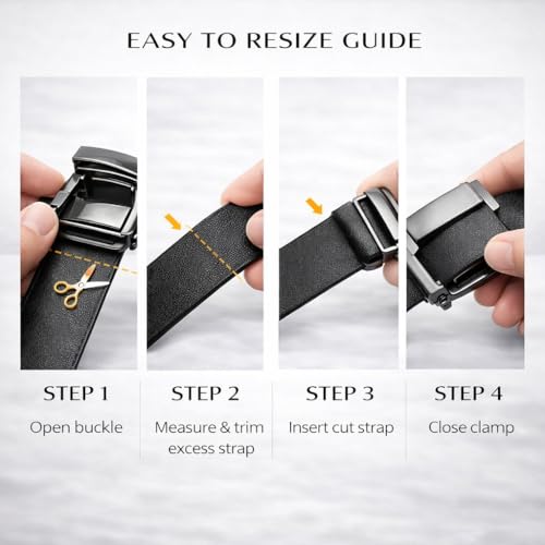 Image of Men's Auto Lock Belt with elegant design | Premium Vegan Leather | Adjustable Ratchet Belt | No Hole Design | Perfect Fit Waist 28-42 Inches for Office
