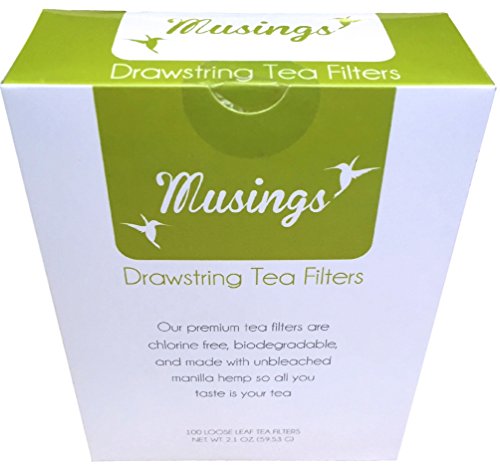 Premium Drawstring Loose Leaf Tea Bags, Disposable Filters, Non GMO, Strong, No Mess Tag, All Natural Infuser, Compostable, Unbleached Manilla Hemp Paper