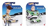 Hot Wheels Toy Story Character Cars, Woody and Buzz Lightyear Die-Cast Vehicles, Disney Pixar Collection, Ages 3+