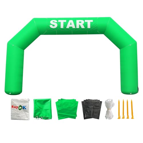 Sayok Arc gonflable en plein air arc gonflable ligne de départ gonflable course arc bannière avec souffleur d'air pour événement publicitaire (vert)