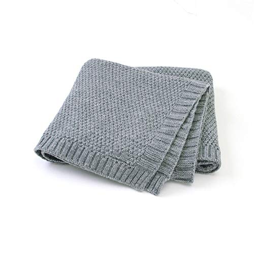 Coperta Bimbo in Maglia per Bambino, Surwin Baby Copertina Neonato Multiuso in Cotone Biologico per Carrozzina Culla Lettino Passeggino (80x100cm,Grigio)