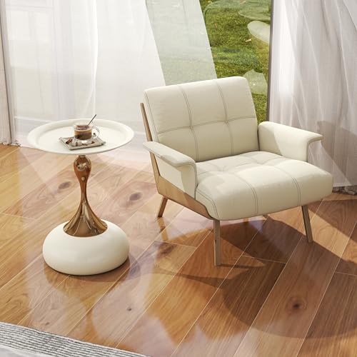 Ginhow Couchtisch Beige Gold, Kleiner Couchtisch Rund Modern, Metall Beistelltisch Rund Gold, Luxus Nachttisch Kaffeetisch für Wohnzimmer Schlafzimmer Balkon, Ø40CM (1 Stück) – Bild 7