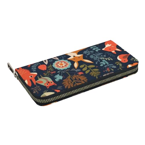 Owl Rabbit Birds Fox Printed Zip Around Long Wallet For Women Men Pu Leather Clutch Purse,Card Holder, Coin Pocket Stylish Travel Leather Billfold For Daily Use & Gifting2