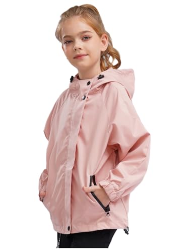 YEAHDOR Kids Girls Boys Zipper Hooded Jacket Long Sleeve Lightweight Windbreaker Outerwear for Outdoor Hiking2